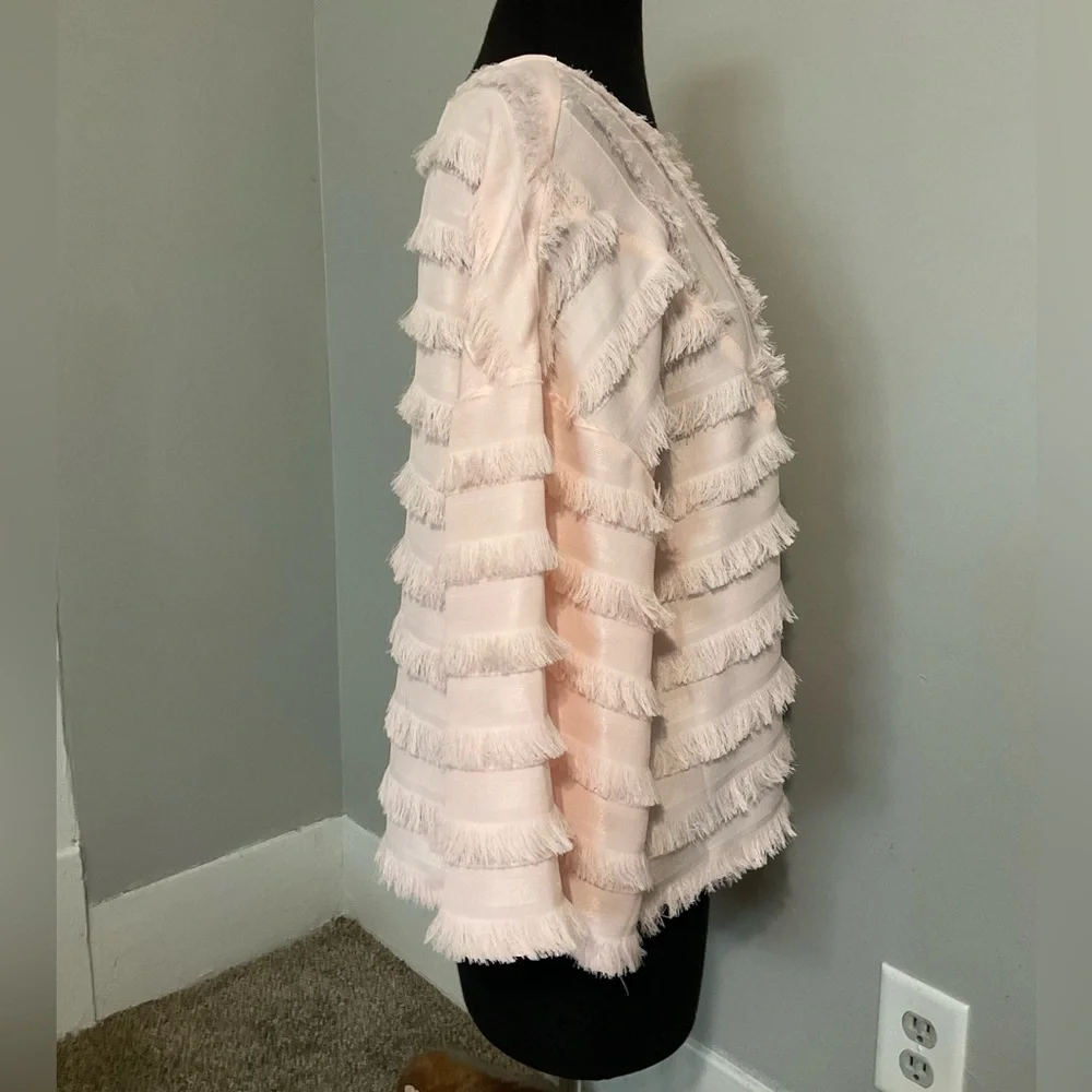 Cupio pale pink fringed blouse. Size Medium - Picture 4 of 7